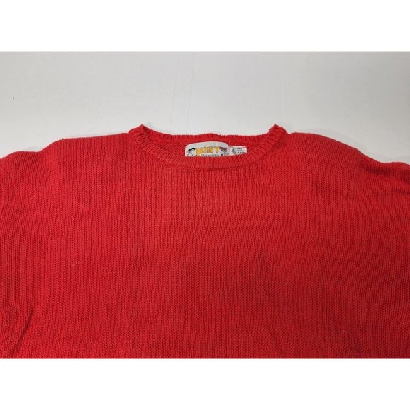 Just Cristina Womens Sweater Red Crop Pockets 3/4 Sleeve Shoulder Pads Vintage L - Picture 2 of 8